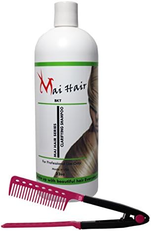 Mai Hair Brazilian Keratin Treatment Clarifying Shampoo, Pro Formula 32oz/1000ml Free Easy Comb (Made in USA)