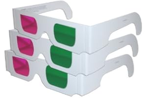 3DSTEREO 3D Glasses - Green/Magenta (3 PAIRS White Cardboard) - for Coraline, My Bloody Valentine, Journey to the Center of the Earth Home DVD
