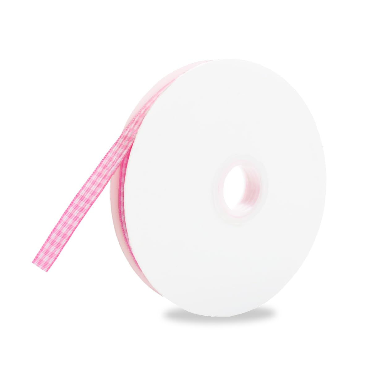 Photo 1 of 1 Rolls Checker Ribbon, 3/8 Inch x 50 Yards Checkered Ribbon, Woven Edge Check Ribbons, Polyester Woven Edge Ribbons for Gift Wrapping, Hair Bows, Sewing (Pink and White)