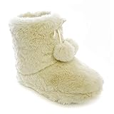 Womens/Ladies Fluffy Boot Slippers