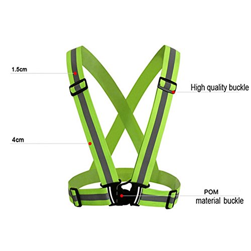 RICHELE High Visibility Adjustable Reflective Vest , Elastic Safety Vest for Running Jogging Cycling Biking Working (Yellow)