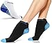 Physix Gear Short Compression Socks for Men & Women - Best Low Compression Socks Women & Men with Arch Support, Ideal for Running, Plantar Fasciitis comfort, and Swelling, Blue/Black (2 Pairs), L/XL