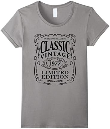 Womens Vintage 1977 T-Shirt - 40th Birthday Gift Shirt Large Slate