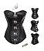 PhilaeEC Women's Punk Steel Boned Leather Waist Trainer Corset