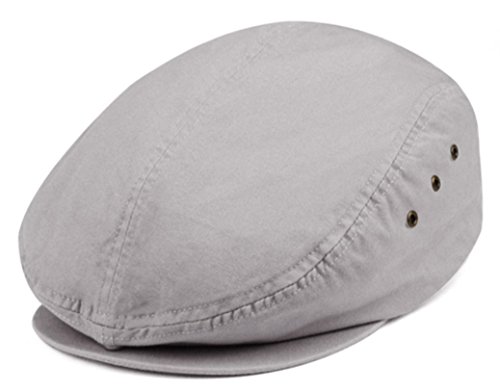 Washed Canvas Golfing Beret Ivy Ascot Cabbie Cap Light Gray