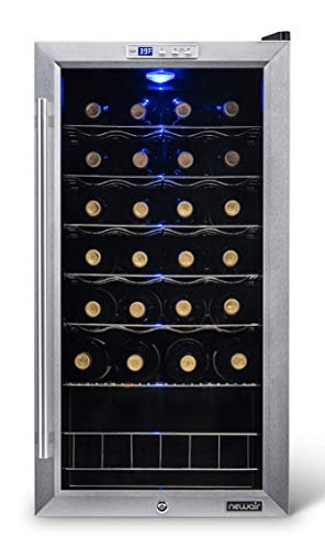NewAir-Wine-Cooler-and-Refrigerator-27-Bottle-Freestanding-Wine-Chiller-Fridge-Stainless-steel-with-Glass-Door-AWC-270E