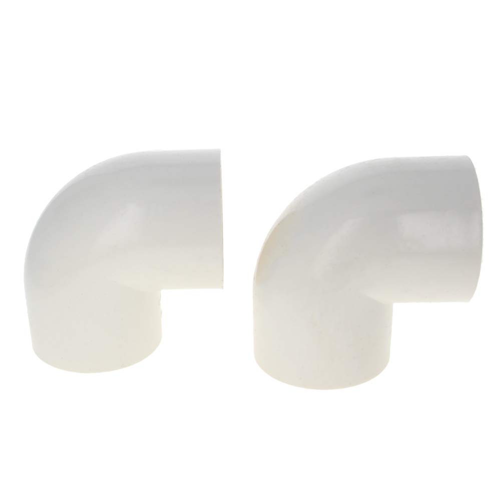 MroMax 50mm ID Slip 90 Degree PVC Pipe Fitting Elbow Coupling Connector Fix Hold Corresponding Pipes White 2pcs