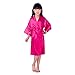 Children's Silk Stain Pure Kimono Wedding Dressing Gown Kimono Robes Bridal Lingerie Sleepwear (12, rose)