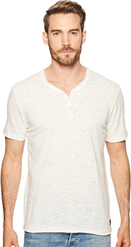 Lucky Brand Men's RAW Edge Y Neck Henley Shirt, Marshmallow, L