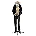 Halloween Haunters Animated Standing 6 Foot Scary Crazy Old Butler Man with Moving Head and Light-Up Eyes Decoration - Dressed in Black with Skeleton Hands & Serving Plate - Battery Operated