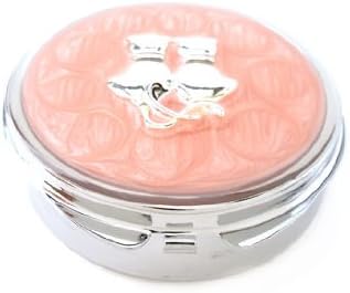 Pill Boxes ~ Pink Slivertone with Cats Pill Case