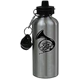 Personalized Custom French Horn Aluminum Silver Finish 20 Ounce Water Bottle Customizable