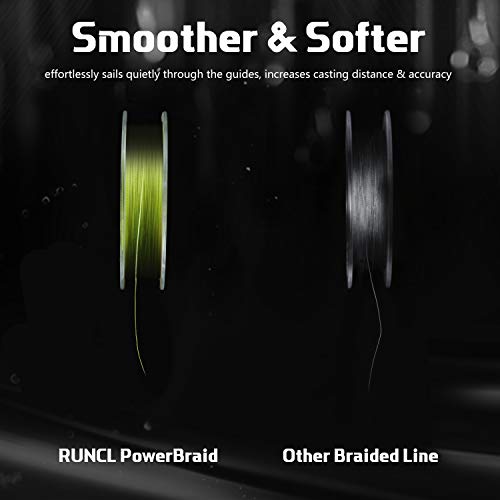 RUNCL-PowerBraid-Braided-Fishing-Line-Ultra-Durable-Braided-Line-489-Strands-Seamless-Weaving-Tech-Enhanced-Coating-Tech-Zero-Stretch-High-Sensitivity-Smaller-Diameter-300Yds-15-115LB