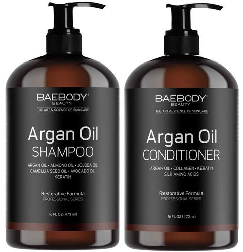 Baebody Moroccan Argan Oil Shampoo & Conditioner Set, 16 Ounces