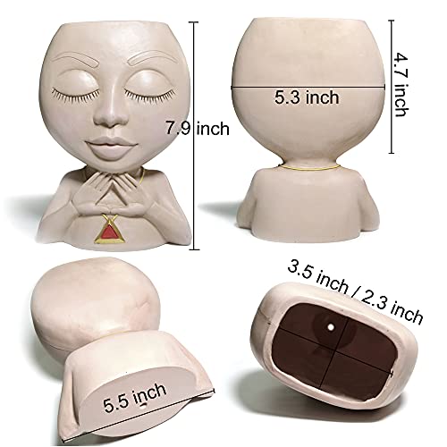 JYTTI Face Planter Head Planters Lady Flower Pots, Girl Pots Vase, Bust