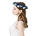 AWAYTR Flower Crown Headband for Women - Mori Girl Bride Headdress Seaside Holiday Garlands(Dark blue&Royal blue&White)