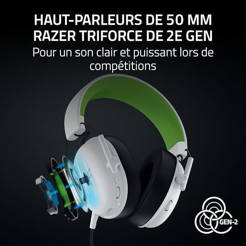 BlackShark V3 X HyperSpeed Xbox - Casque sans Fil pour l’Esport - Ultra-léger 270 g - Haut-parleurs de 50 mm - Micro Amovible - HyperSpeed 2,4 GHz et Bluetooth - Xbox/PC | Blanc