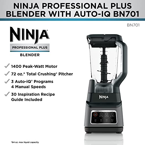 Ninja BN701 Professional Plus Bender, 1400 Peak Watts, 3 Functions for