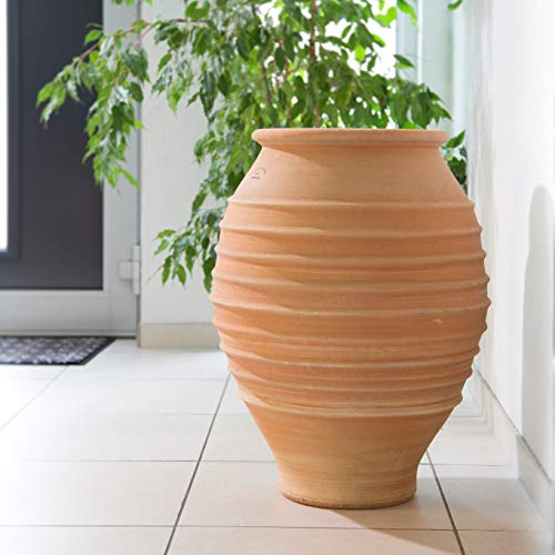 Kreta-Keramik frostfeste handgefertigte Terracotta Amphore für den Garten 60 cm hoch für Garten Terrasse, bepflanzbar, Agave 60 – Bild 2