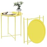 VECELO Metal Round End/Side Table with Removable