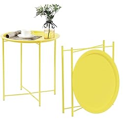 VECELO Metal Round End/Side Table with Removable