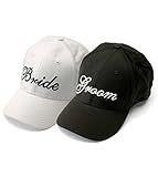 Wedding Bride and Groom Baseball Caps-Black and White - 100 %Cotton