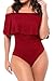Dasbayla Ruffles Bodysuit Off Shoulder Leotard Tops For Women Plus Size Bathing Suit XL
