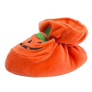(3-6M, Orange) - Ankola First Walker Shoes Newborn Toddler Baby Girls Boys Halloween Flock Pumpkin Soft Sole Casual Shoes