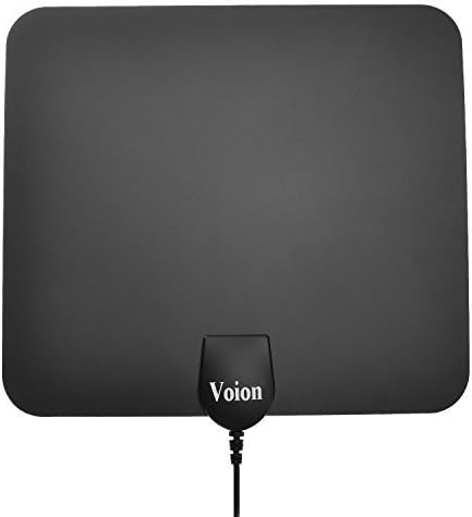 TV Antenna, Voion 50 Miles Paper Thin Indoor HDTV Antenna with 10 ft Coax Cables, Stronger Signal and Crystal Clear Pictures- Black