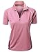 Coolon 2 Tone Collar Short Sleeve Zipper Polo Tee Pink L