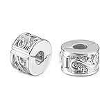 JewelrieShop 2 Pcs European Beads Stopper Clip Lock Beads Spacer Charm for Bracelet, Openable