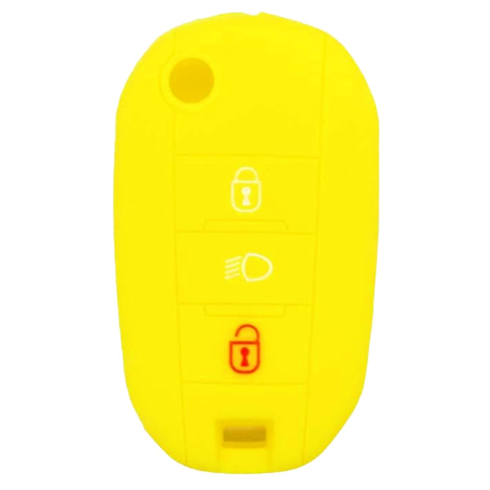 SALPIE Silicone Case for 3 Button Remote Control Citroen Cactus C3 C4 C5 C6 C8 C4L DS3 DS4 DS5 Picasso Xsara and Peugeot 208 301 308 408 508 2008 3008 5008 RCZ (Yellow) )