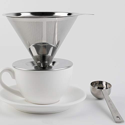 Pour Over Coffee Dripper Stainless Steel Paperless Reusable Coffee