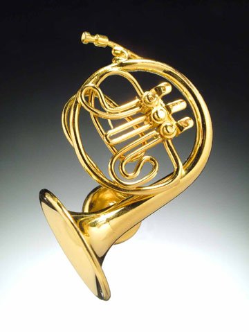 Gold French Horn Miniature Replica Magnet, Size 1.25 inch