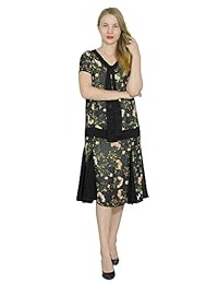 Marycrafts vestido de godet floral con forro y cintura caída para mujer de los años 20