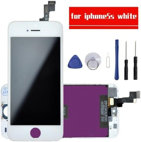 LCD Touch Screen Digitizer Frame Assembly Full Set LCD Touch Screen Replacement for iPhone 5S (White)