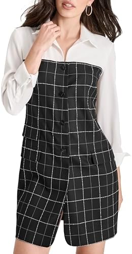 long sleeve button front twofer mini dress Long-Sleeve Button-Front Twofer Mini Dress