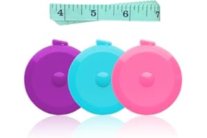 GDMINLO 3 Pack Tape Measure Measuring Tape for Body Craft Weight Loss Measurements Retractable 60-inch 1.5 Meter, Small Push Button Dual Sided Tape Measure Body Measuring (Pink Purple Sky Blue)