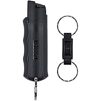 SABRE RED Pepper Spray Keychain with Quick Release for Easy Access – Max Police Strength OC Spray, Finger Grip for Accurate Aim, 10-Foot (3M) Range, 25 Bursts (5x Other Brands) – Practice Spray Option