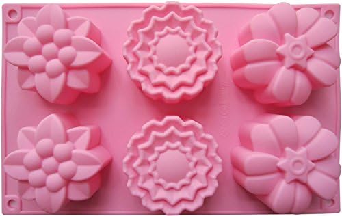 Cherion 6 Flowers Silicone Muffin Cups Handmade Soap Molds Biscuit Chocolate Ice Cake Baking Mold Cake Pan