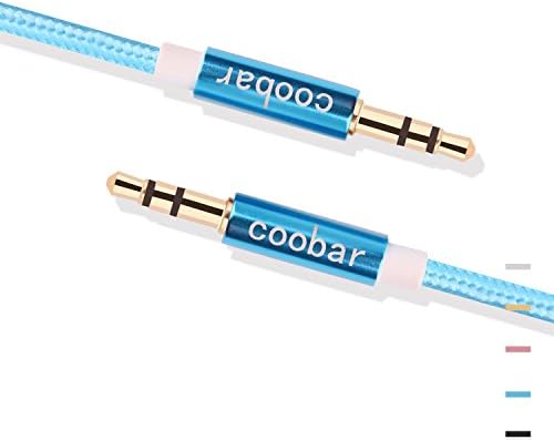 Coobar 3.3 Ft Nylon Audio Cable ,3.5mm Aux Cord , Auxiliary / Aux Cable for Car / home Stereo ,Beats Headphone,iphone,Computer,Speaker,MP3 Players (Blue)
