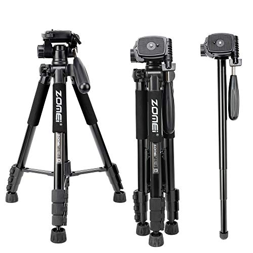 ZOMEI Q222 58" Monopod Tripod with 3-Way Swivel Pan Head and Carrying Bag for Sony Nikon Canon Suitable for Live Photo Video