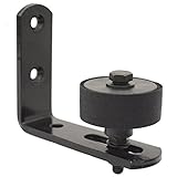 Adjustable Barn Door Stay Roller Floor Guide - Black Powder Coated Steel Bracket Channel Wall Mount - Universal Fit Sliding Barn Door Bottom Guide Quiet Not Abrasive Padded Roller Guide Protection