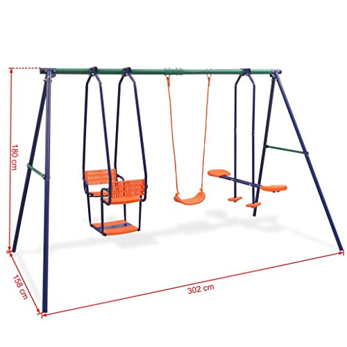 yorten Outdoor Spielplatz für Garten Schaukeln Gartenschaukel Kinderschaukel Schaukelset mit 5 Sitzen Belastbar bis 170 kg 302 x 158 x 180 cm – Bild 8