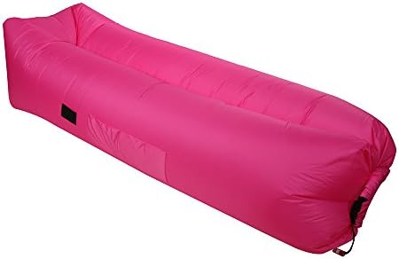 Inflatable Air Lounger Portable Self Inflating Sofa Chair, Waterproof Ripstop Lounge for Chillout Camping and Hiking, Beach Pools Travel, Outdoor Indoor Lazy Bag , Inflate Anywhere (Rose Red)