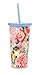 Ban.do Floral Sip Sip Insulated Tumbler With Reusable Silicone Straw, 20 Ounces, Flower Shop