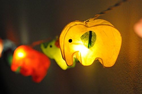 Handmade Elephant Zoo Animal Plant Paper Lantern String Light Kid Bedroom Light Display Garland Colorful