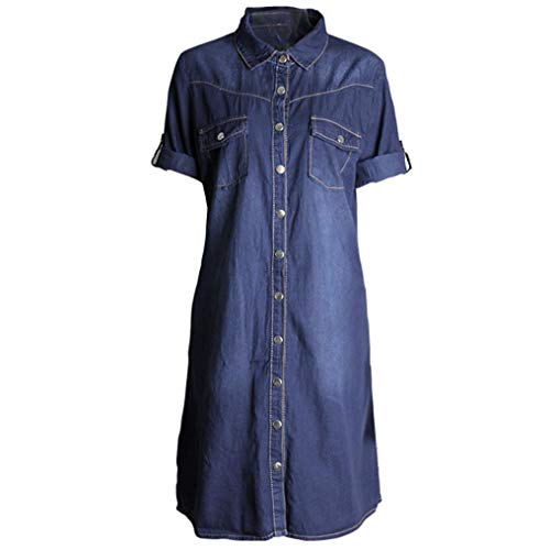 Women Dress,Dainzuy Denim Loose Seven Sleeve Buttons Casual Dress