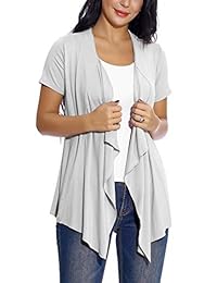 Cardigan de manga corta con dobladillo irregular y frente abierto para mujer