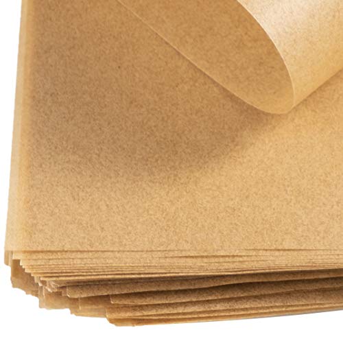 Parchment Paper Baking Sheets - 200pcs Non-Stick Unbleached Cookie Baking Paper Liners for Cooking Grill Steam Baking Pans - No Curl or Burn, Oven Safe, 11.8 X 8 Inches Brown, with Silicone Brush